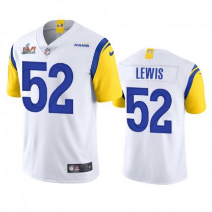 Los Angeles Los Angeles Rams #52 Terrell Lewis Men's Super Bowl LVI Patch Nike Alternate Vapor Limited NFL Jersey - White