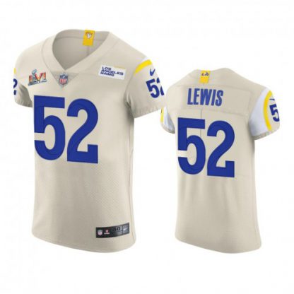 Los Angeles Los Angeles Rams #52 Terrell Lewis Men's Super Bowl LVI Patch Nike Vapor Elite Player NFL Jersey - Bone