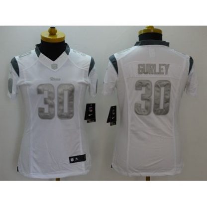 Nike Los Angeles Rams #30 Todd Gurley White Women's Stitched NFL Limited Platinum Jersey