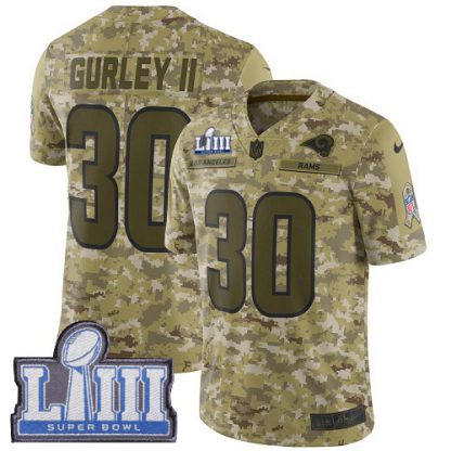 Nike Los Angeles Rams #30 Todd Gurley II Camo Super Bowl LIII Bound Men's Stitched NFL Limited 2018 Salute To Service Jersey