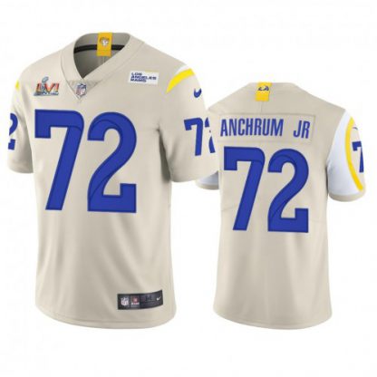 Los Angeles Los Angeles Rams #72 Tremayne Anchrum Jr. Men's Super Bowl LVI Patch Nike Vapor Limited NFL Jersey - Bone