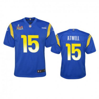 Los Angeles Los Angeles Rams #15 Tutu Atwell Youth Super Bowl LVI Patch Nike Game NFL Jersey - Royal