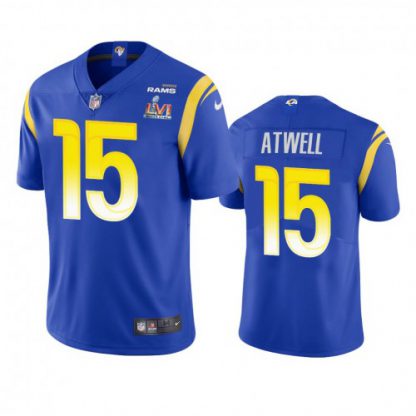 Los Angeles Los Angeles Rams #15 Tutu Atwell Men's Super Bowl LVI Patch Nike Vapor Limited NFL Jersey - Royal