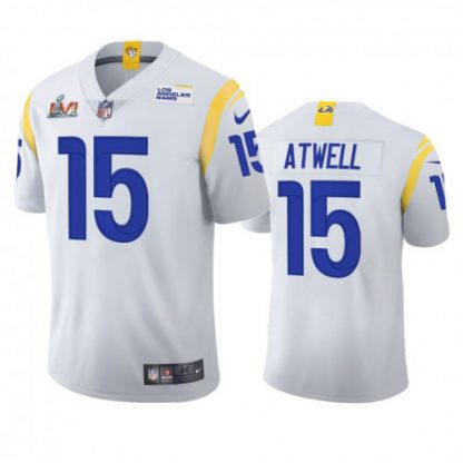 Los Angeles Los Angeles Rams #15 Tutu Atwell Men's Super Bowl LVI Patch Nike 2021 Vapor Limited NFL Jersey - White