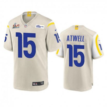 Los Angeles Los Angeles Rams #15 Tutu Atwell Men's Super Bowl LVI Patch Nike Game NFL Jersey - Bone
