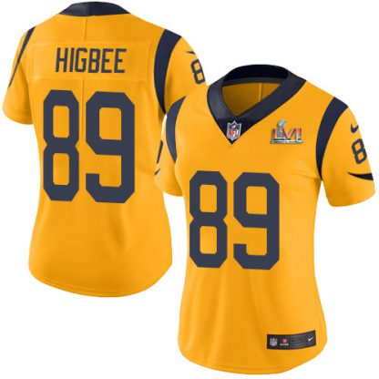 Nike Los Angeles Rams #89 Tyler Higbee White Super Bowl LVI Patch Women's Stitched NFL Vapor Untouchable Limited Jersey