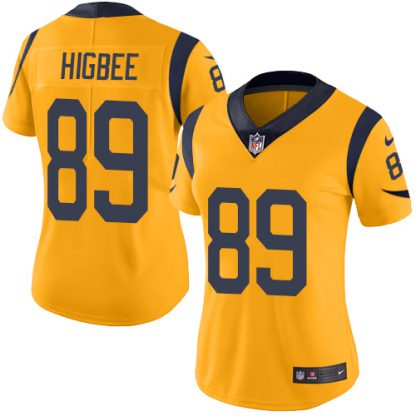 Nike Los Angeles Rams #89 Tyler Higbee Gold Women's Stitched NFL Limited Rush Jersey