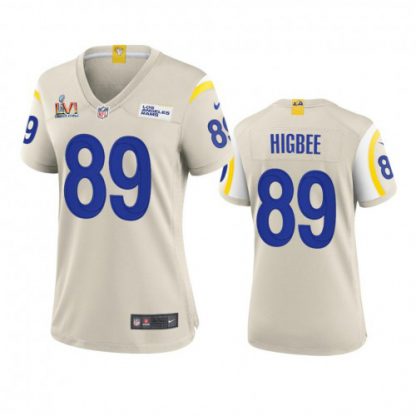 Los Angeles Los Angeles Rams #89 Tyler Higbee Women's Super Bowl LVI Patch Nike Game NFL Jersey - Bone