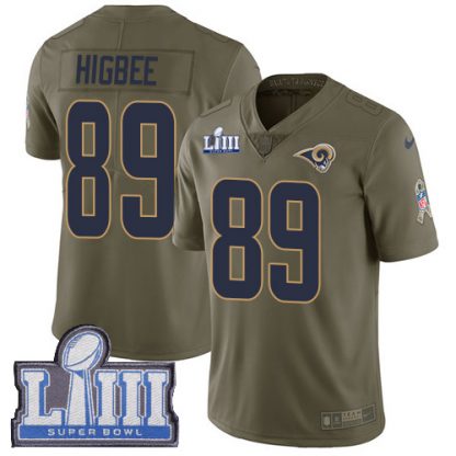 Nike Los Angeles Rams #89 Tyler Higbee Olive Super Bowl LIII Bound Youth Stitched NFL Limited 2017 Salute to Service Jersey