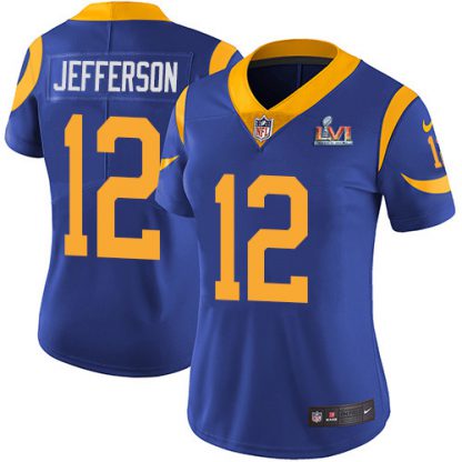 Nike Los Angeles Rams #12 Van Jefferson Royal Blue Alternate Super Bowl LVI Patch Women's Stitched NFL Vapor Untouchable Limited Jersey