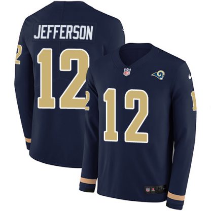 Nike Los Angeles Rams #12 Van Jefferson Navy Blue Team Color Youth Stitched NFL Limited Therma Long Sleeve Jersey