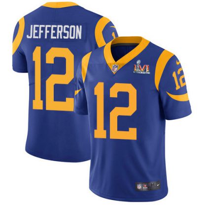 Nike Los Angeles Rams #12 Van Jefferson Royal Blue Alternate Super Bowl LVI Patch Men's Stitched NFL Vapor Untouchable Limited Jersey