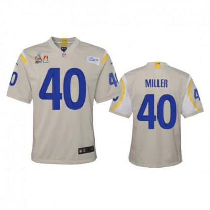 Los Angeles Los Angeles Rams #40 Von Miller Youth Super Bowl LVI Patch Nike Game NFL Jersey - Bone