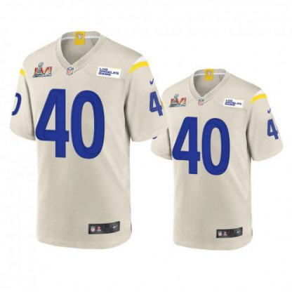 Los Angeles Los Angeles Rams #40 Von Miller Men's Super Bowl LVI Patch Nike Game NFL Jersey - Bone