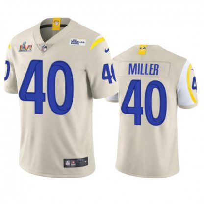 Los Angeles Los Angeles Rams #40 Von Miller Men's Super Bowl LVI Patch Nike Vapor Limited NFL Jersey - Bone
