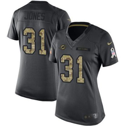 Nike Miami Dolphins #31 Byron Jones Black Women's Stitched NFL Limited 2016 Salute to Service Jersey