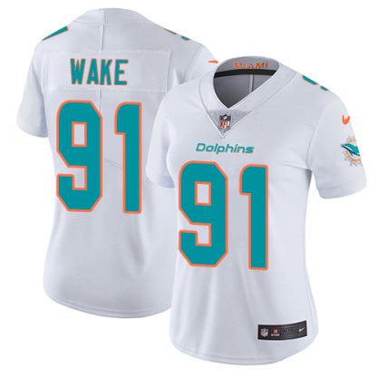 Nike Miami Dolphins #91 Cameron Wake White Women's Stitched NFL Vapor Untouchable Limited Jersey
