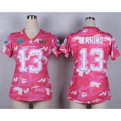 Nike Miami Dolphins #13 Dan Marino Pink Women's Stitched NFL Elite Camo Fashion Jersey