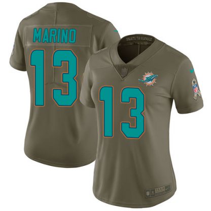 Nike Miami Dolphins #13 Dan Marino Olive Women's Stitched NFL Limited 2017 Salute to Service Jersey