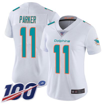Nike Miami Dolphins #11 DeVante Parker White Women's Stitched NFL 100th Season Vapor Limited Jersey