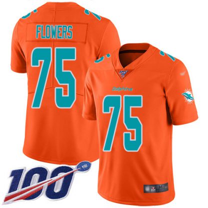 Nike Miami Dolphins #75 Ereck Flowers Orange Youth Stitched NFL Limited Inverted Legend 100th Season Jersey