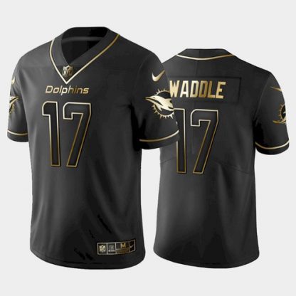 Miami Dolphins #17 Jaylen Waddle Men's Stitched NFL Vapor Untouchable Limited Black Golden Jersey