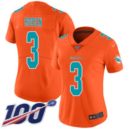 Nike Miami Dolphins #3 Josh Rosen Orange Women's Stitched NFL Limited Inverted Legend 100th Season Jersey
