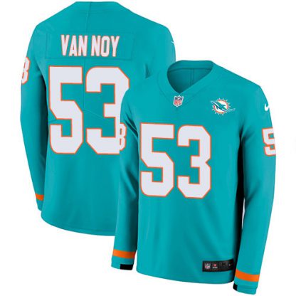 Nike Miami Dolphins #53 Kyle Van Noy Aqua Green Team Color Youth Stitched NFL Limited Therma Long Sleeve Jersey
