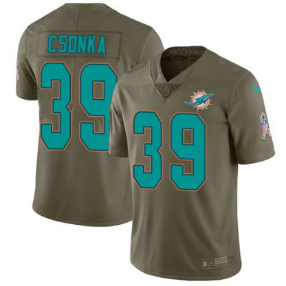 Nike Miami Dolphins #39 Larry Csonka Olive Men's Stitched NFL Limited 2017 Salute to Service Jersey