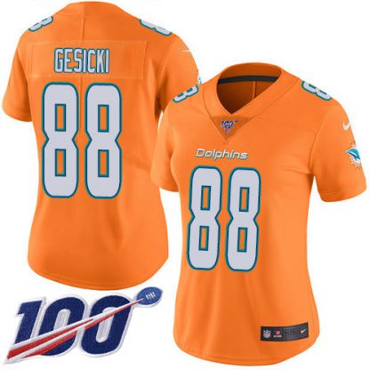 Nike Miami Dolphins #88 Mike Gesicki Orangen Women's Stitched NFL Limited Rush 100th Season Jersey