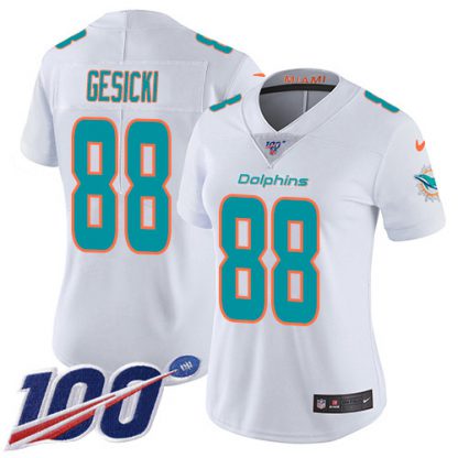 Nike Miami Dolphins #88 Mike Gesicki White Women's Stitched NFL 100th Season Vapor Untouchable Limited Jersey