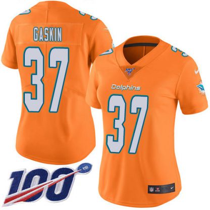 Nike Miami Dolphins #37 Myles Gaskin Orangen Women's Stitched NFL Limited Rush 100th Season Jersey
