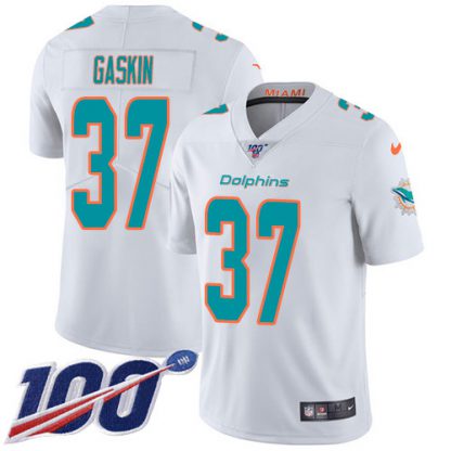 Nike Miami Dolphins #37 Myles Gaskin White Men's Stitched NFL 100th Season Vapor Untouchable Limited Jersey