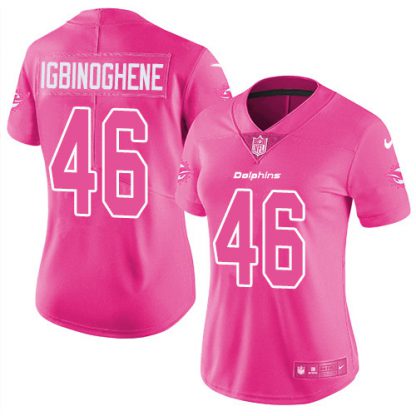 Nike Miami Dolphins #46 Noah Igbinoghene Pink Women's Stitched NFL Limited Rush Fashion Jersey