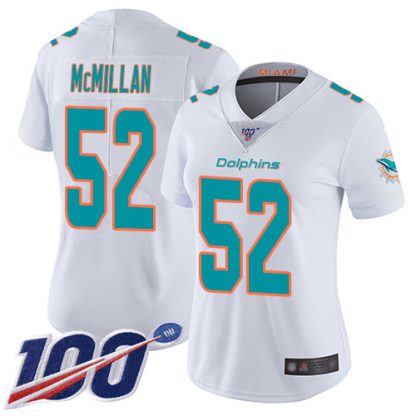 Nike Miami Dolphins #52 Raekwon McMillan White Women's Stitched NFL 100th Season Vapor Limited Jersey