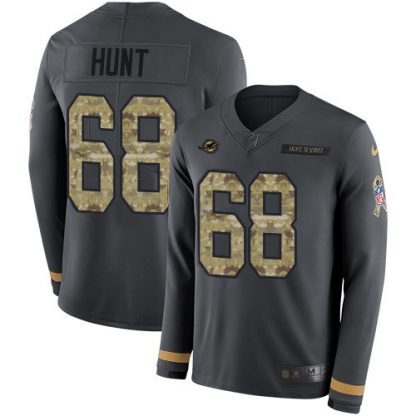 Nike Miami Dolphins #68 Robert Hunt Anthracite Salute to Service Youth Stitched NFL Limited Therma Long Sleeve Jersey