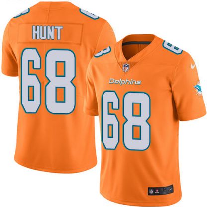 Nike Miami Dolphins #68 Robert Hunt Orange Men's Stitched NFL Limited Rush Jersey