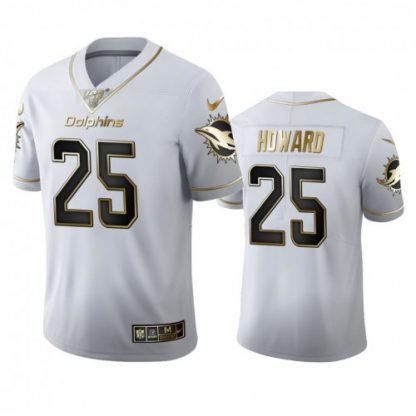 Miami Miami Dolphins #25 Xavien Howard Men's Nike White Golden Edition Vapor Limited NFL 100 Jersey