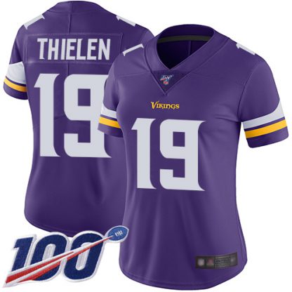 Nike Minnesota Vikings #19 Adam Thielen Purple Team Color Women's Stitched NFL 100th Season Vapor Limited Jersey