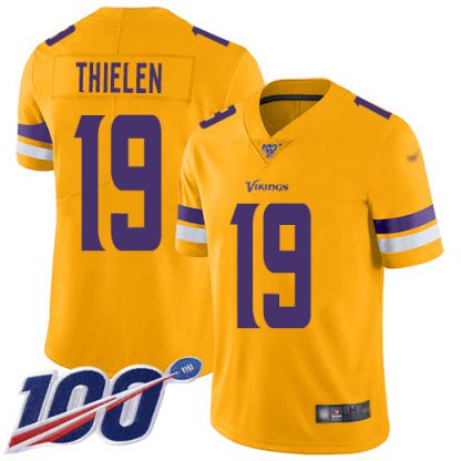Nike Minnesota Vikings #19 Adam Thielen Gold Men's Stitched NFL Limited Inverted Legend 100th Season Jersey