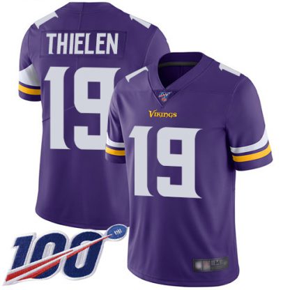 Nike Minnesota Vikings #19 Adam Thielen Purple Team Color Men's Stitched NFL 100th Season Vapor Limited Jersey