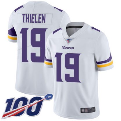 Nike Minnesota Vikings #19 Adam Thielen White Men's Stitched NFL 100th Season Vapor Limited Jersey