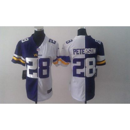 Nike Minnesota Vikings #28 Adrian Peterson Purple/White Women's Stitched NFL Elite Split Jersey