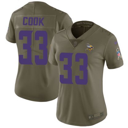 Nike Minnesota Vikings #33 Dalvin Cook Olive Women's Stitched NFL Limited 2017 Salute to Service Jersey