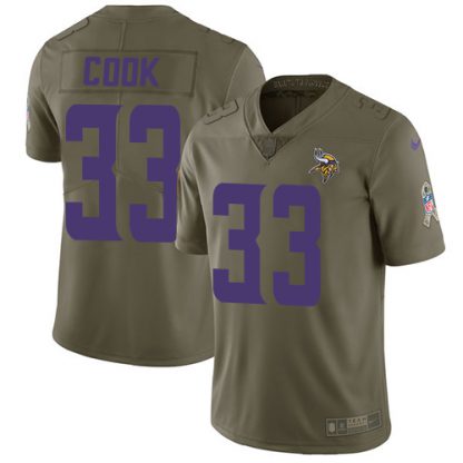 Nike Minnesota Vikings #33 Dalvin Cook Olive Youth Stitched NFL Limited 2017 Salute to Service Jersey