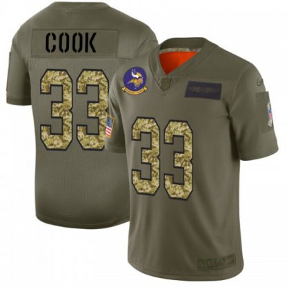 Minnesota Minnesota Vikings #33 Dalvin Cook Men's Nike 2019 Olive Camo Salute To Service Limited NFL Jersey