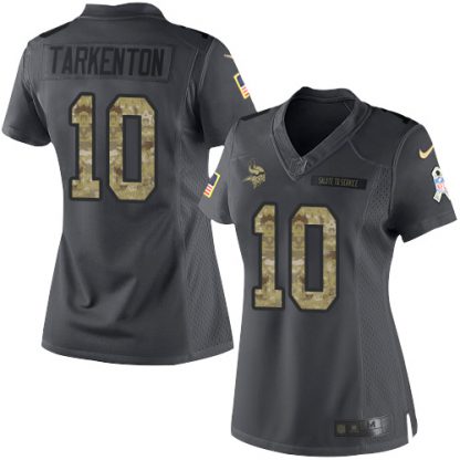 Nike Minnesota Vikings #10 Fran Tarkenton Black Women's Stitched NFL Limited 2016 Salute To Service Jersey
