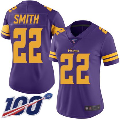 Nike Minnesota Vikings #22 Harrison Smith Purple Women's Stitched NFL Limited Rush 100th Season Jersey