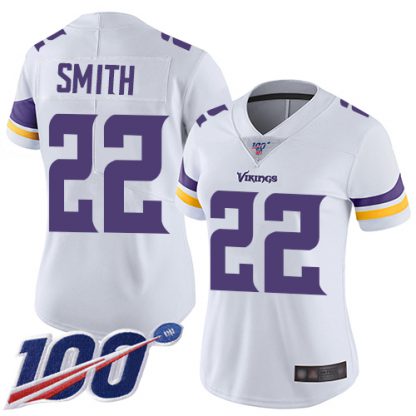 Nike Minnesota Vikings #22 Harrison Smith White Women's Stitched NFL 100th Season Vapor Limited Jersey