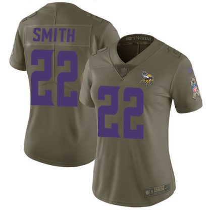 Nike Minnesota Vikings #22 Harrison Smith Olive Women's Stitched NFL Limited 2017 Salute to Service Jersey